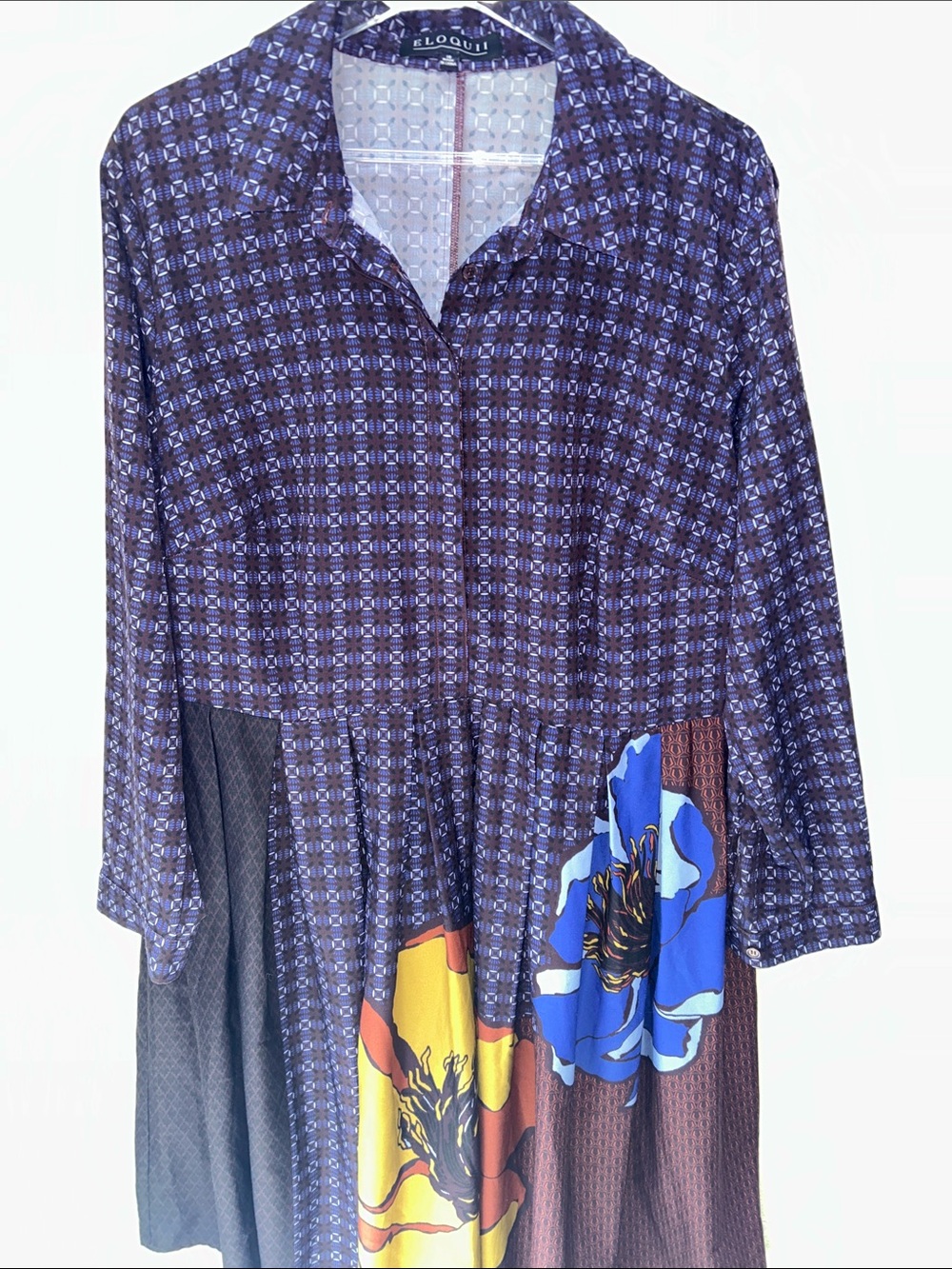 Eloquii EUC Print Flowers Short Dress Long Sleeves sz 18